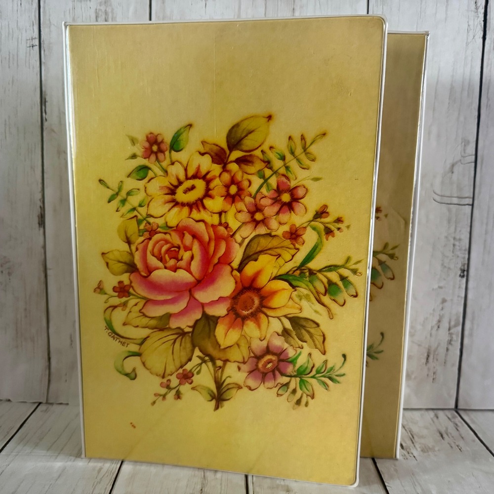 Vintage Mead T Cathey Floral 3 Ring Binder Planner Organizer Retro Yellow 70s